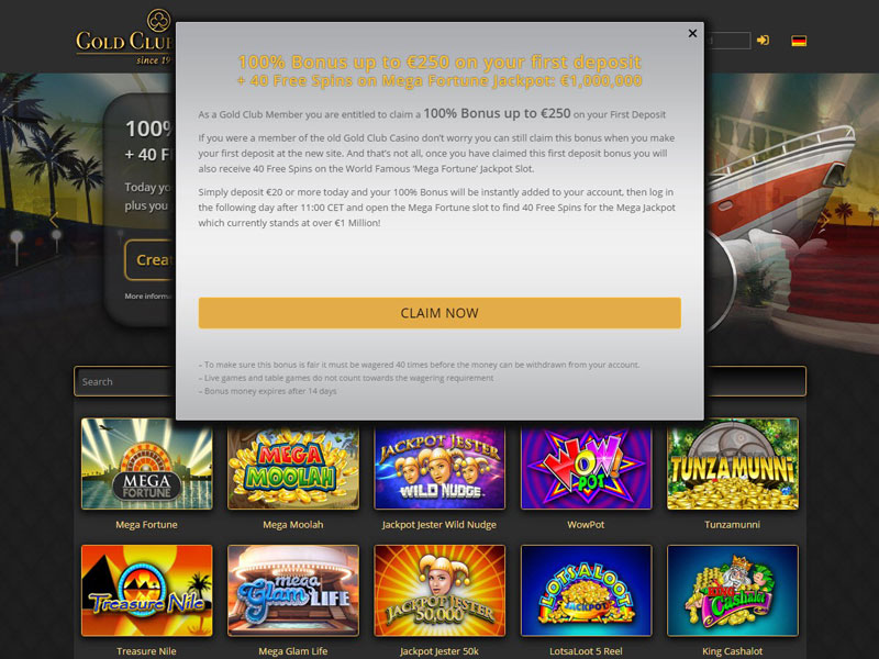 Club Gold Casino Promotion Code 2017
