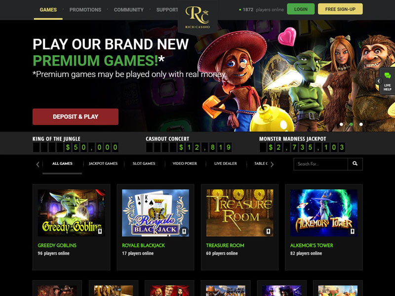 Rich Casino review, Rich casino bonuses list