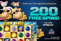 Exclusive 200 free spins bonus from Liberty Slots Casino on FatCat
