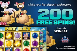 Exclusive 200 free spins bonus from Liberty Slots Casino on FatCat